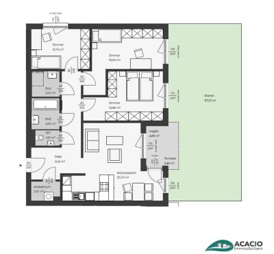 ***EINZIEHEN UND WOHLFÜHLEN: leistbare 4-Zimmer-Wohnung mit Garten - Wohnpark Ober-Grafendorf - ökologisch, hochmodern, ausgezeichnet ***