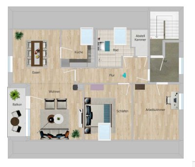 Modernisierte Dachgeschosswohnung in Zweiparteienhaus