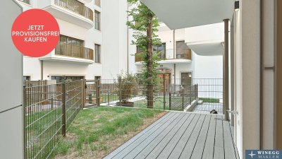 PROVISIONSFREI! ERSTBEZUG mit EIGENGARTEN und TERRASSE! Barrierefreies 2-Zimmer-Erdgeschoß in Toplage