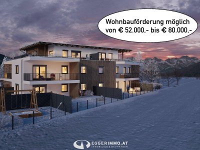 "Green Base" - Wohnen im Grünen, Neubau 2-Zimmerwohnung, großer Balkon, ausgezeichnete Lage in Maishofen, Wohnbauförderung mögl.