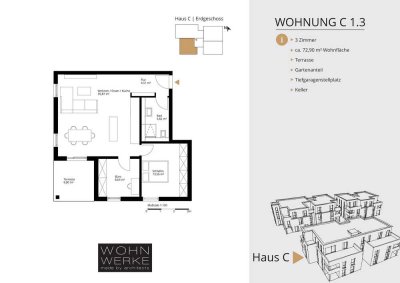 Whg C 1.3. - 3 Zimmer - Erdgeschoss mit ca. 88 m² Gartenanteil