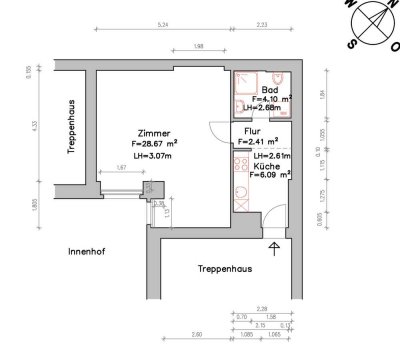 Möblierte 1-Raum Wohnung, 42 qm, Berlin-Wedding, komplett