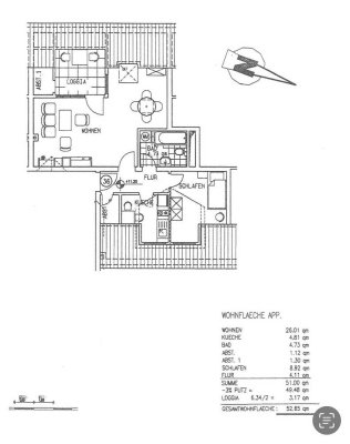 Dachgeschosswohnung, Balkon, Tiefgarage und Fahrstuhl.