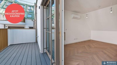 PROVISIONSFREI! LUXUS beim NASCHMARKT! Zwei-Zimmer-Erstbezug mit Balkon im 2. Dachgeschoß