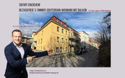 *bezugsfrei* Helle 3-Zimmer-Soutterain- Wohnung mit Balkon in Top Lage in Merseburg