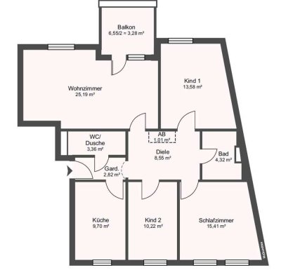 4 Zimmer, 2 Bäder, Balkon mit Blick ins Grüne