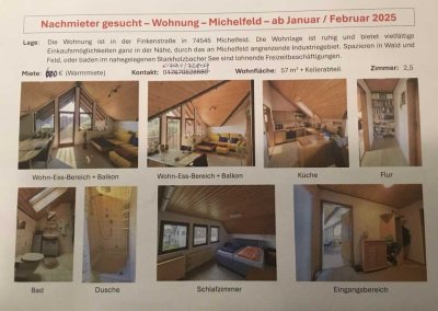 Freundliche 2,5-Zimmer-Dachgeschosswohnung mit geh. Innenausstattung mit Balkon und EBK