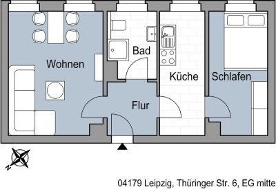 Leipzig Plagwitz- frisch sanierte 2 Zimmer Wohnung im Hochparterre