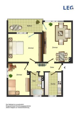 Schöne 3 Zimmerwohnung frei ab 1.5.25 zur Besichtigung