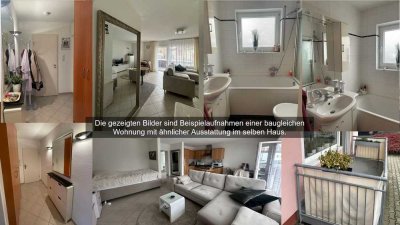 Zentrale EG-1.-Zi.-Whg. teilmöbliert mit Einbauküche und Balkon in Hattersheim!