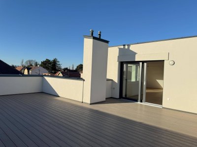 Dachgeschoss Maisonette mit 59 m2 Dachterrasse uneinsichtig - Neubau 2023/24 - Lobau Nähe