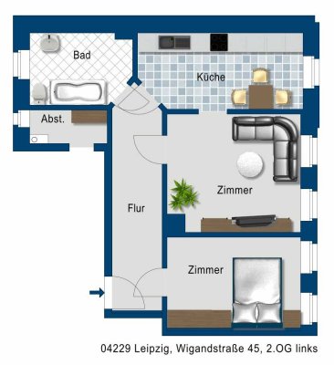 Helle 2-Zimmerwohnung mit Tageslichtbad!