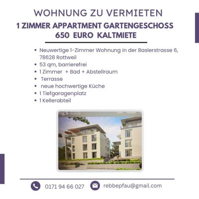 Neuwertige 1-Zimmer-Wohnung mit Balkon und EBK in Rottweil