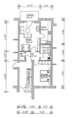 2 Zimmer Erdgeschoss Wohnung mit Gartenanteil zu vermieten