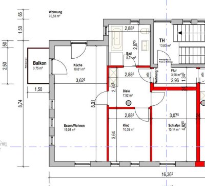 Neue, kernsanierte 3-Raum-Wohnung mit Einbauküche in Pfaffenhofen an der Ilm