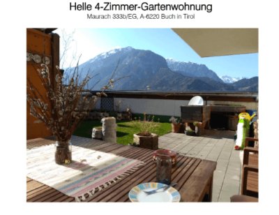 Helle 4-Zimmer-Gartenwohnung in Maurach 333b/EG, A-6220 Buch in Tirol