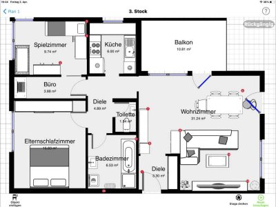 Geschmackvolle Wohnung mit vier Zimmern, Balkon , EBK in Inzlingen