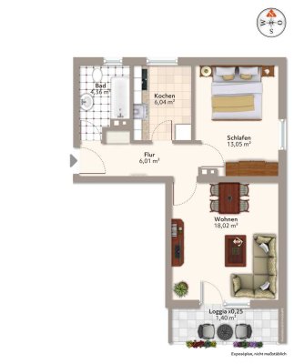 Zentrale 2 Zimmerwohnung