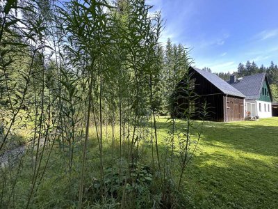 Idyllisches Chalet auf großem Waldgrundstück mit Bachverlauf im Erzgebirge