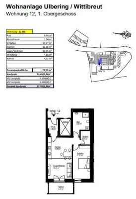 Erstbezug mit Balkon: Exklusive 2-Raum-Wohnung mit gehobener Innenausstattung in Wittibreut