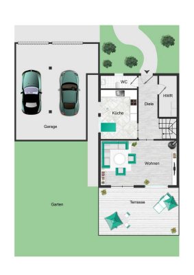 geräumige Doppelhaushälfte in Feldrandlage mit 5 Z., Kamin, 2 Bädern, Südterrasse, EBK, Carport