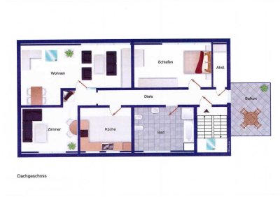 Freundliche und modernisierte 3-Zimmer-Dachgeschosswohnung mit Balkon in Merzenich