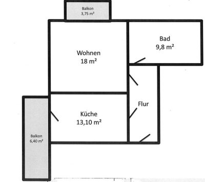 Atmosphärische 1-Zimmer-EG-Wohnung mit Wohnküche und 2 Balkonen in Dresden