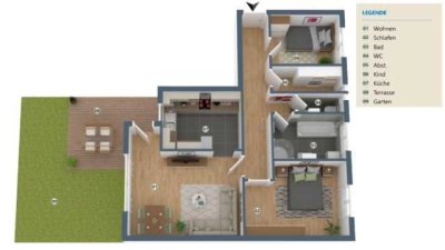 *** Schöne 3-Zimmer Wohnung in Neuötting mit Garten ***