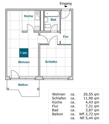 Hier macht wohnen Spaß: individuelle 2-Zimmer-Wohnung.