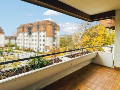 Helle 1,5-Zimmer-Wohnung mit Balkon und abgeschlossenem Garagenplatz in Stuttgart-Heumaden