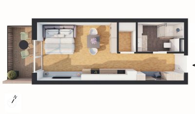 Hochwertige 1-Zimmer Neubau-Wohnung mit Balkon (W11)