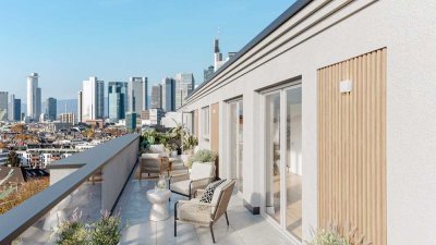 Penthouse-Wohnung mit großer Dachterrasse und Skyline-Blick