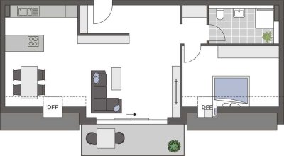 Eine Atmosphäre zum Wohlfühlen: 2-Zimmer-Dachgeschoss-Wohnung mit Südbalkon