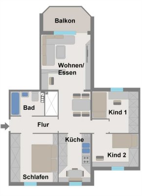 Helle 4 Zimmerwohnung + Balkon + Wannenbad +optional Garage in Brunsbüttel OTTO STÖBEN GmbH