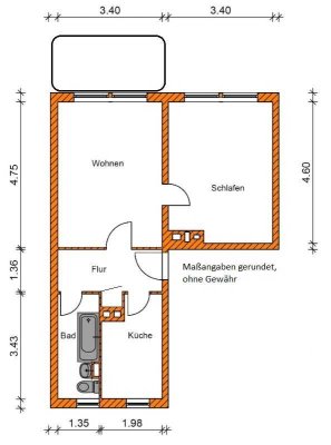 Vollständig renovierte Wohnung mit zwei Zimmern und Balkon in Magdeburg