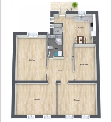 Kernsaniert: Moderne 3.5 oder 4.5 Zimmer-Wohnung(105qm) mit Balkon in 47139 Duisburg Beeckerwerth