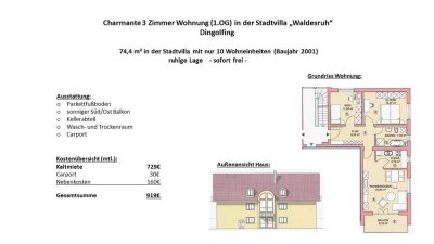 Charmante  3-Zimmer-Wohnung Stadtvilla "Waldesruh"