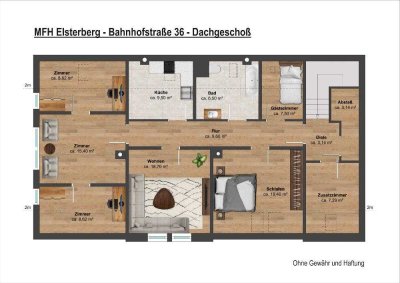 !!! Super 6 Raum Dachgeschoß Wohnung in Elsterberg + Terrasse im Innenhof !!!