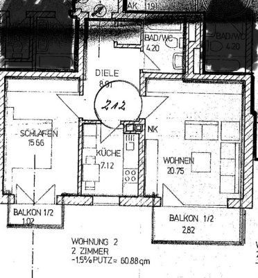 Voll möblierte 2-Zimmer-Wohnung mit 2 Balkone  und EBK in Taufkirchen