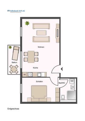 Neubau-Erstbezug: 2-Zimmer-Wohnung im Erdgeschoss mit Charme; mit Balkon und PKW-Stellplatz