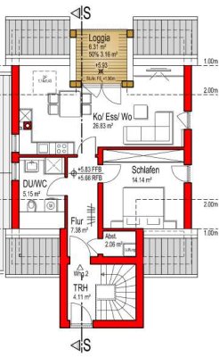 Erstbezug: 2-Raum-DG-Wohnung in Aschaffenburg-Schweinheim in ruhiger Wohnlage