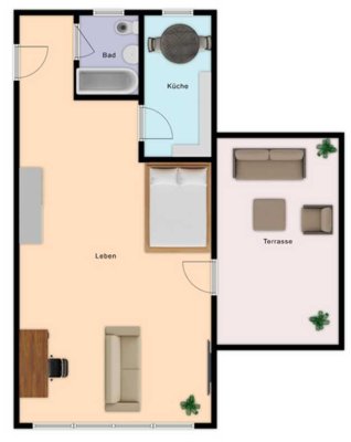 Modernisierte Penthouse-Wohnung mit großer Dachterrasse 1min von der S-Bahn Station Ledermuseum