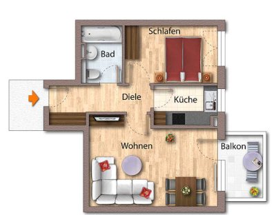 von Privat - Erding - 2 Zimmer Whg. mit Balkon mit TG-Stellplatz