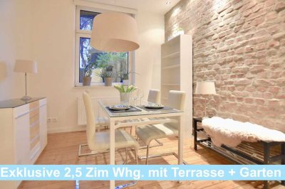 Extravagante möblierte 2,5  Zi. Wohnung mit Terrasse und kleinem Garten im Szene Viertel Flingern