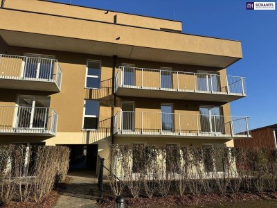 LASSEN SIE SICH VERZAUBERN! Sonnige 2-Zimmer-Wohnung im Erstbezug mit großem Balkon! Hochwertiger Tischlerküche &amp; Tiefgaragenplatz! Sofort einziehen und das Leben genießen!