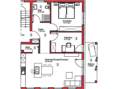 NEUBAU Schöne 3-Zimmer-Wohnung in Assamstadt (W3)