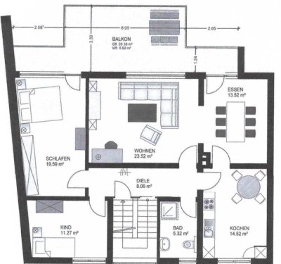 Helle 4-ZKB mit Balkon im Herzen von Simmern mit Garage