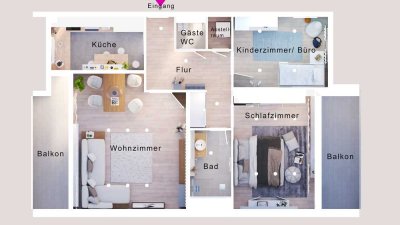 Kernsanierte 3-Zimmer-Wohnung mit zwei Balkonen in Hannover-Wettbergen, vermietet