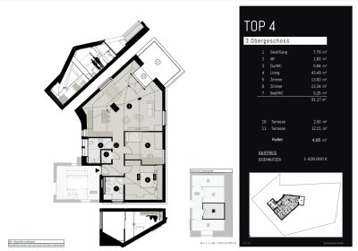 Groß geschnittene 3-Zimmer-Wohnung