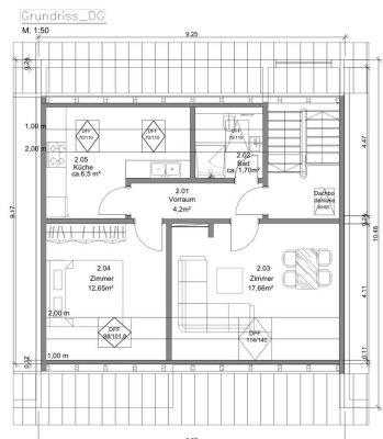 Erstbezug nach Kernsanierung: Schöne 2-Zimmer Dachgeschosswohnung